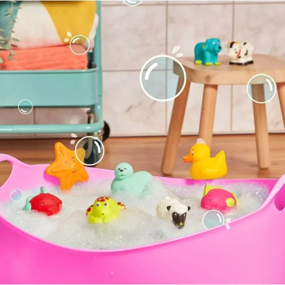 B. Toys Squish and Splash Bath Buddies  & COCOMELON Karaoke Microphone